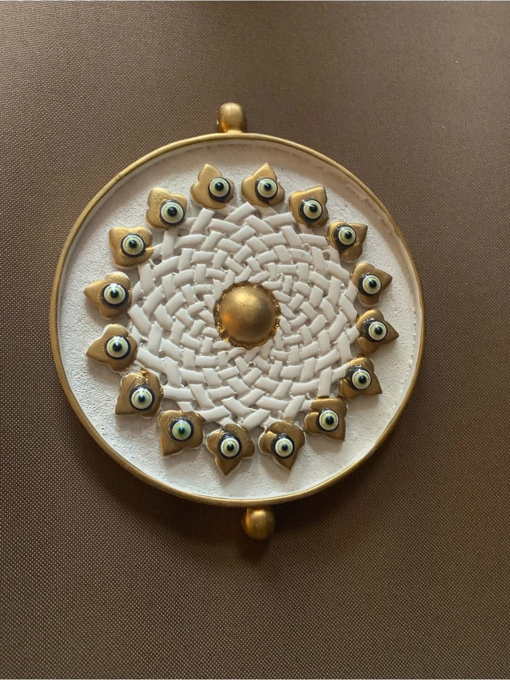 Gold and White Ceramic Evil Eye Wall Decor